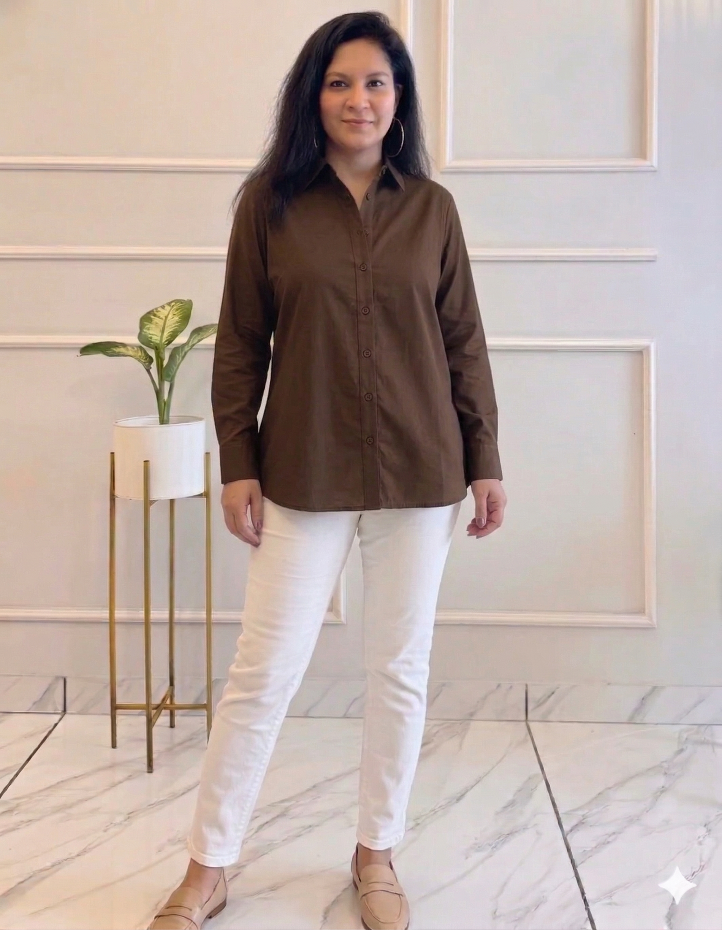 Titliblush Brown Cotton Shirt