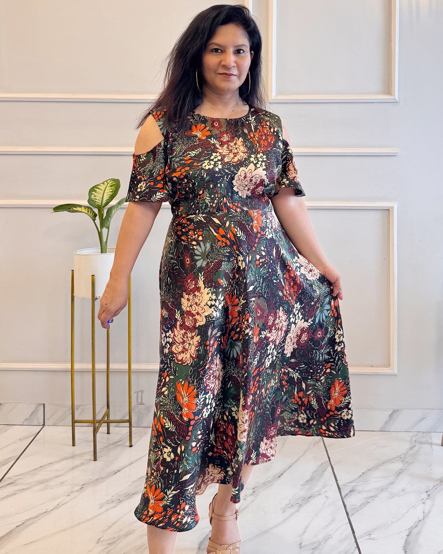 Titliblush cold shoulder satin dress