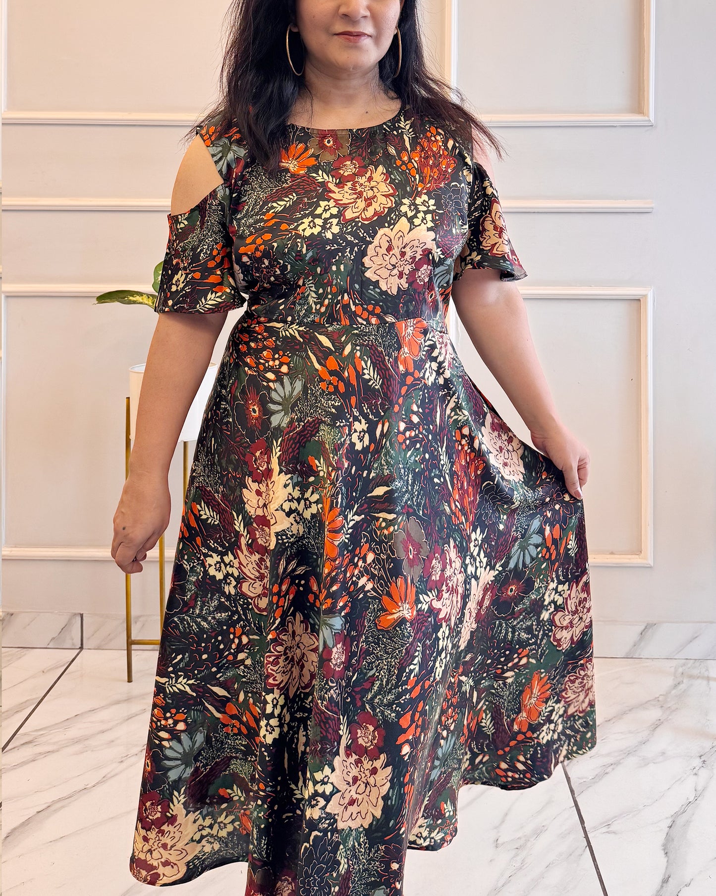 Titliblush cold shoulder satin dress