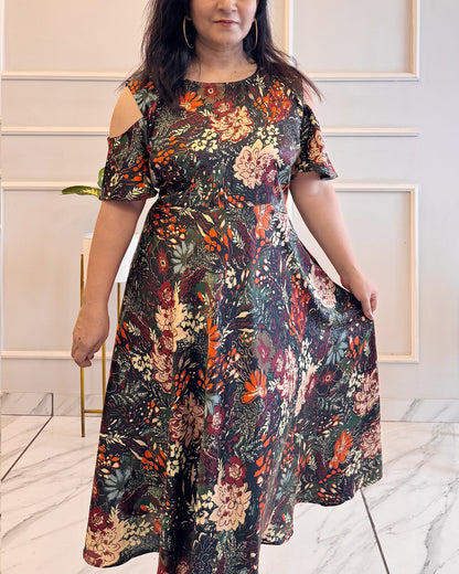 Titliblush cold shoulder satin dress