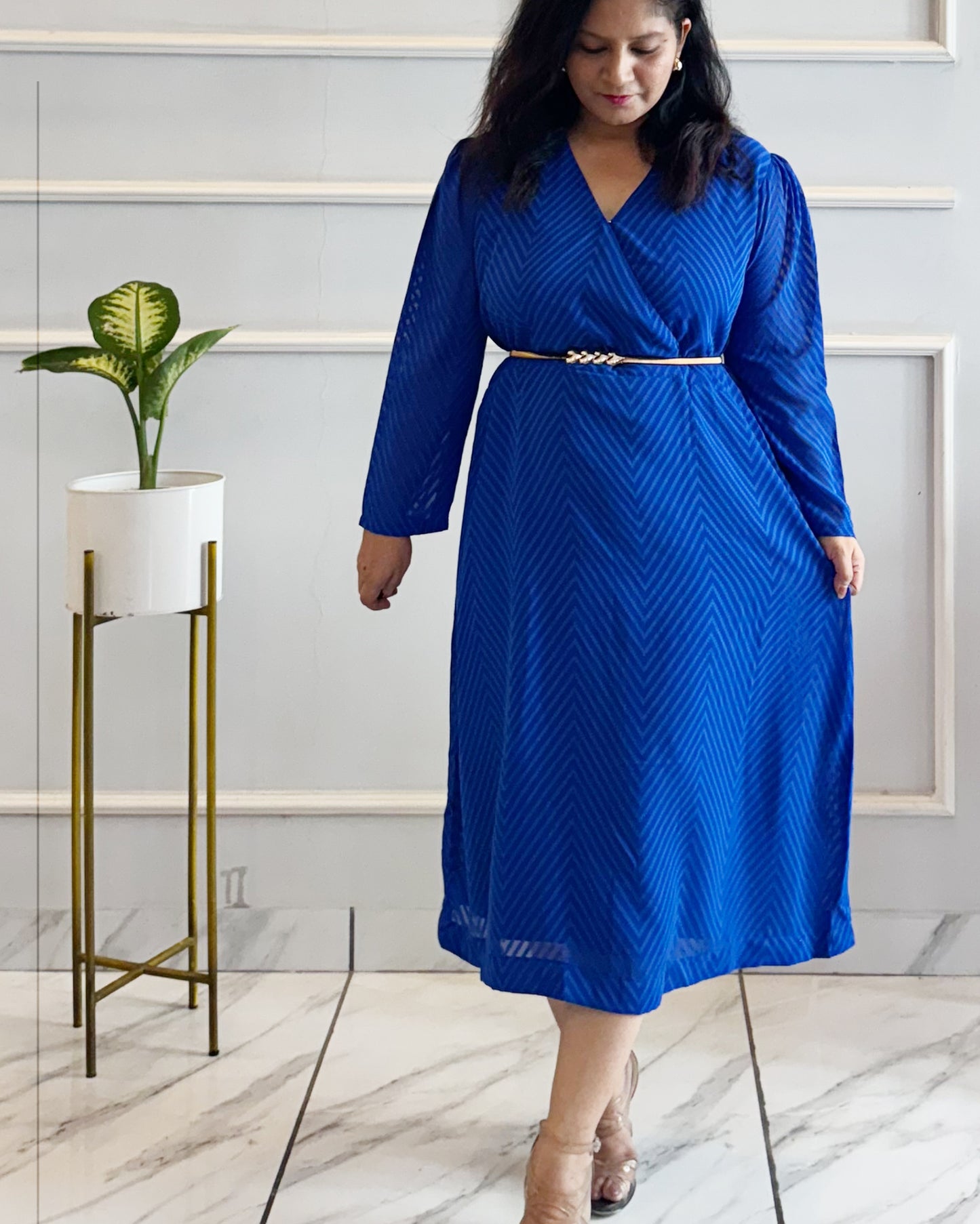 Titliblush Blue ZIg Zag Dress