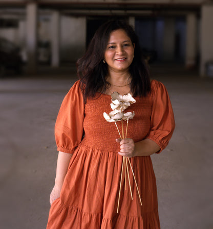 Titliblush Rust Smocking Dress