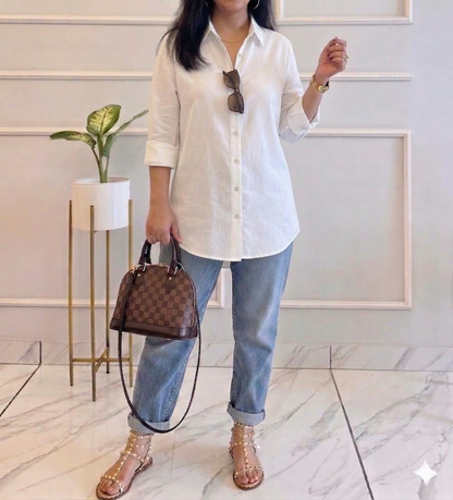 Titliblush White Cotton Shirt