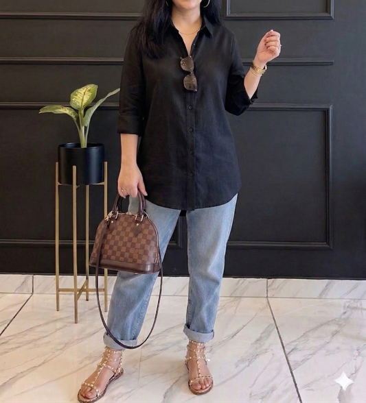 Titliblush Black Cotton Shirt