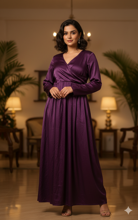 Titliblush Purple Satin Dress