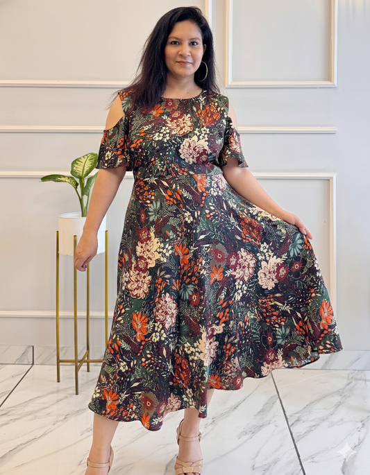 Titliblush cold shoulder satin dress