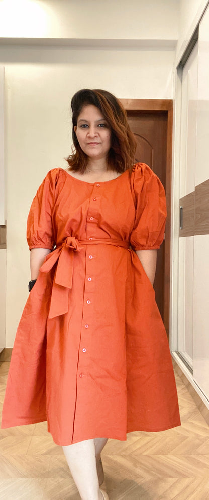Titliblush Rust Color Cotton Dress