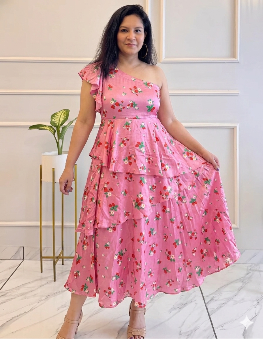 Titliblush Satin Floral Dress
