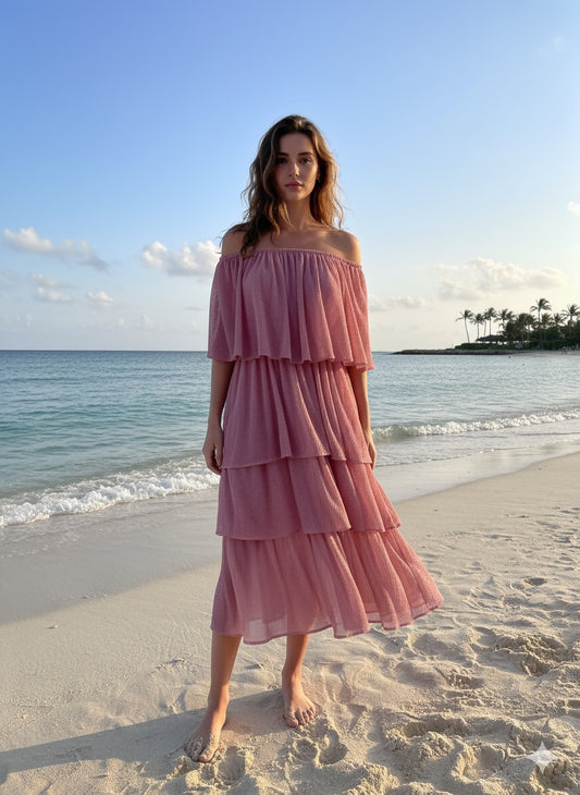 Titliblush Pink offshoulder Dress