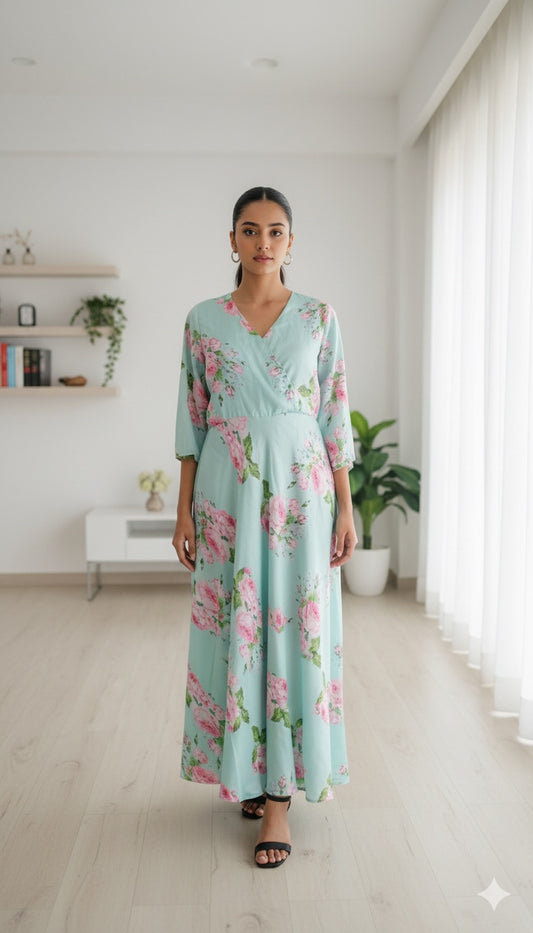 Titliblush Satin Floral Dress