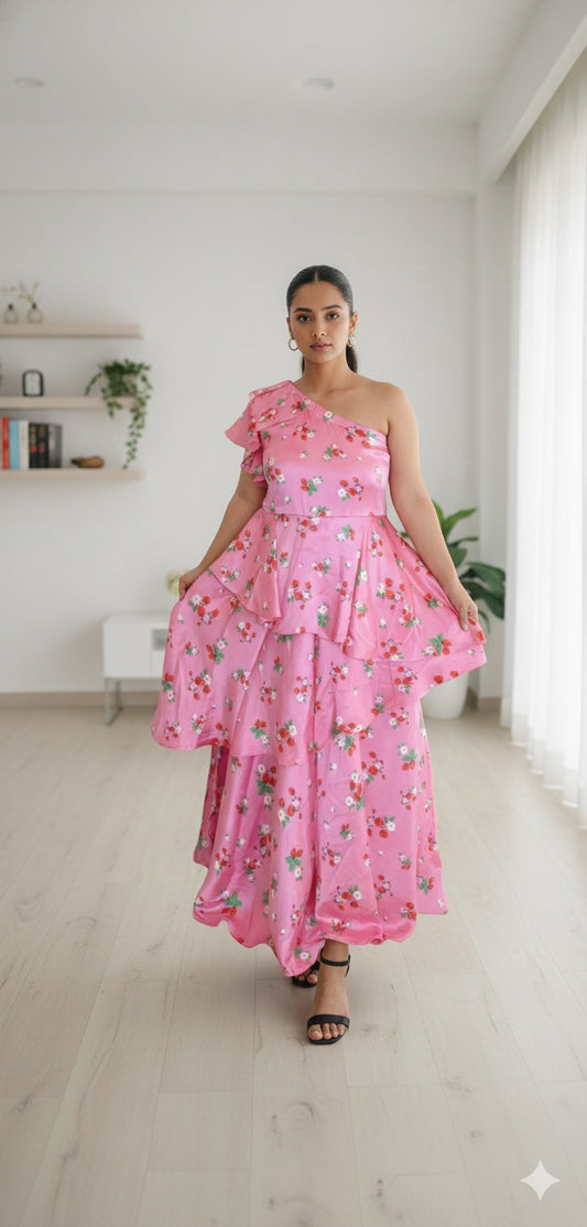 Titliblush Satin Floral Dress