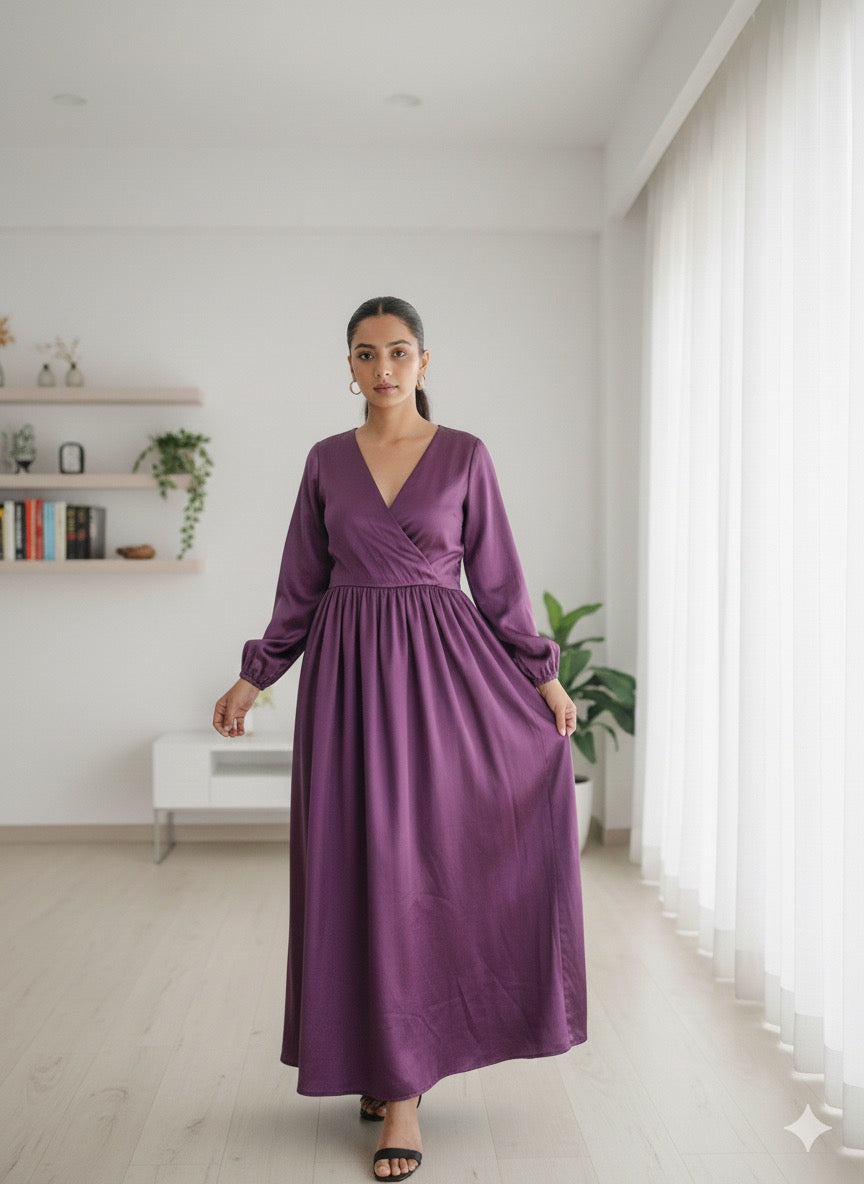 Titliblush Purple Satin Dress