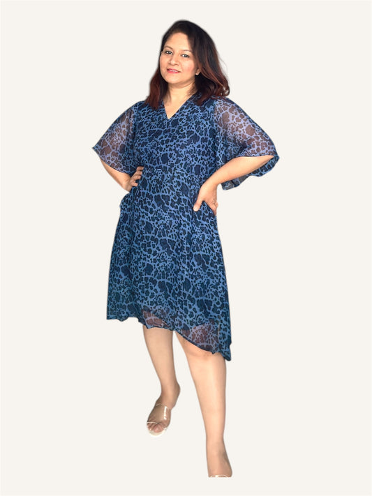 Titliblush Blue Animal Print Dress