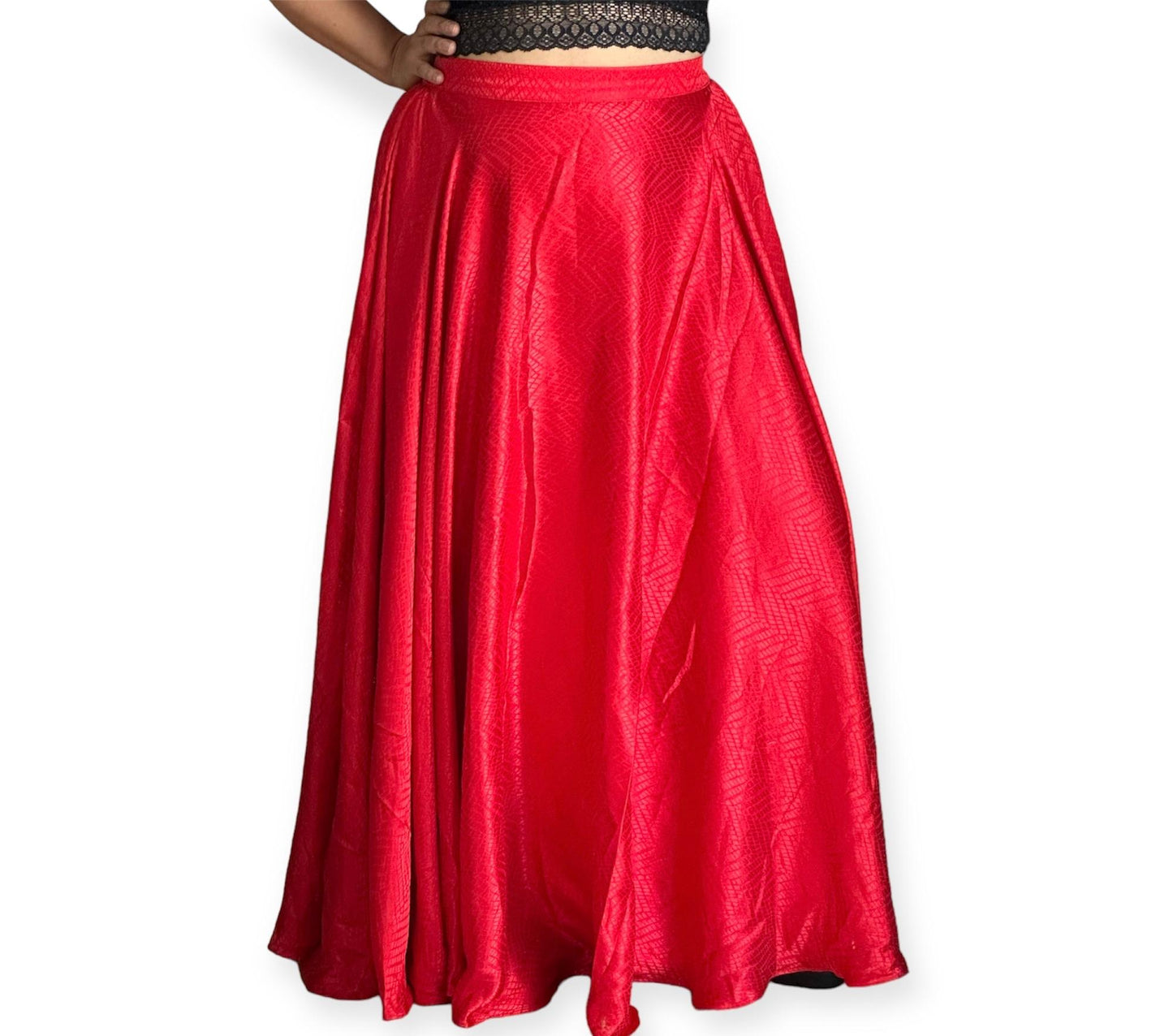 Titliblush Satin Red Skirt