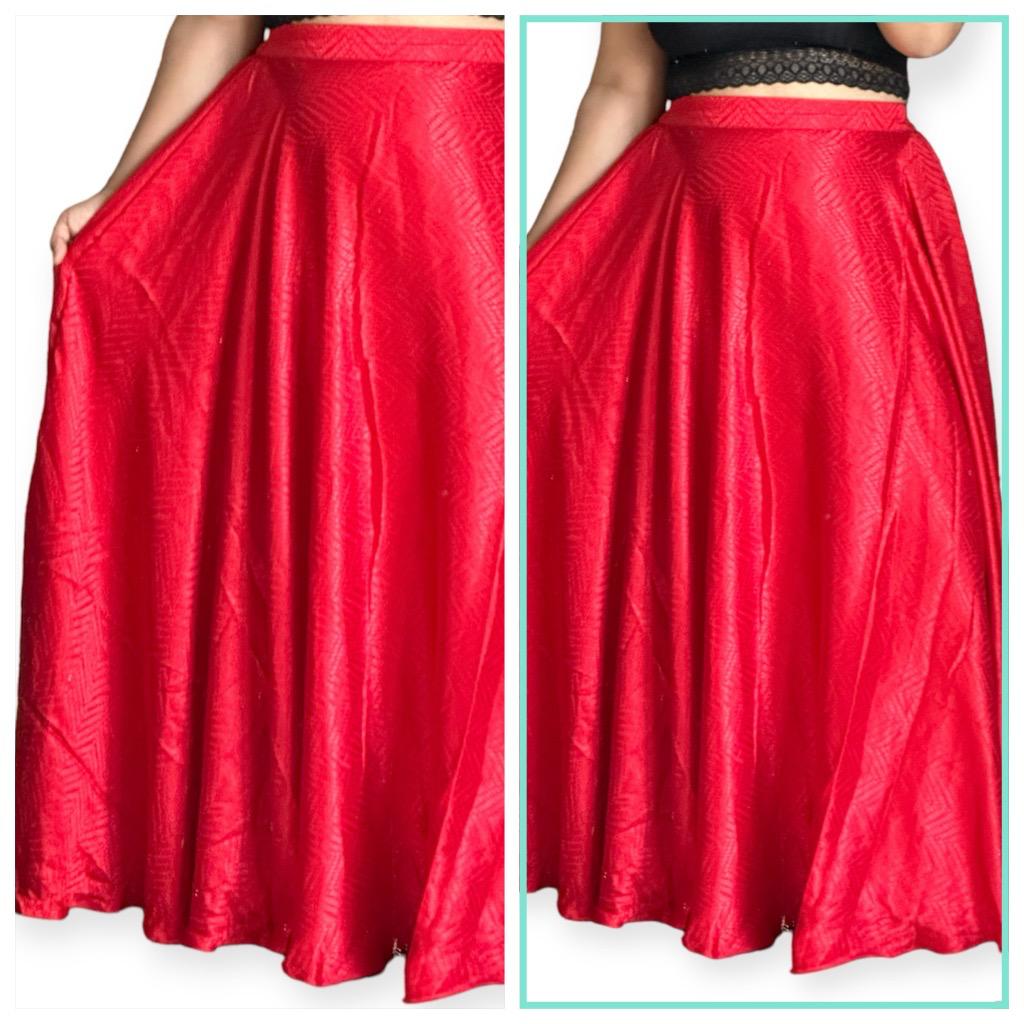 Titliblush Satin Red Skirt