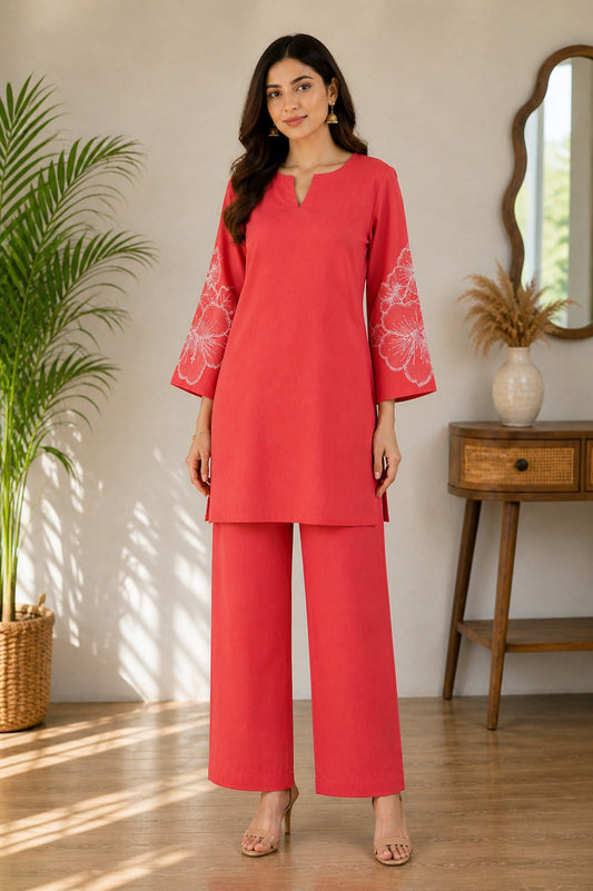 Summer Cotton Co-Ord Set with Lace Sleeves | S–5XL