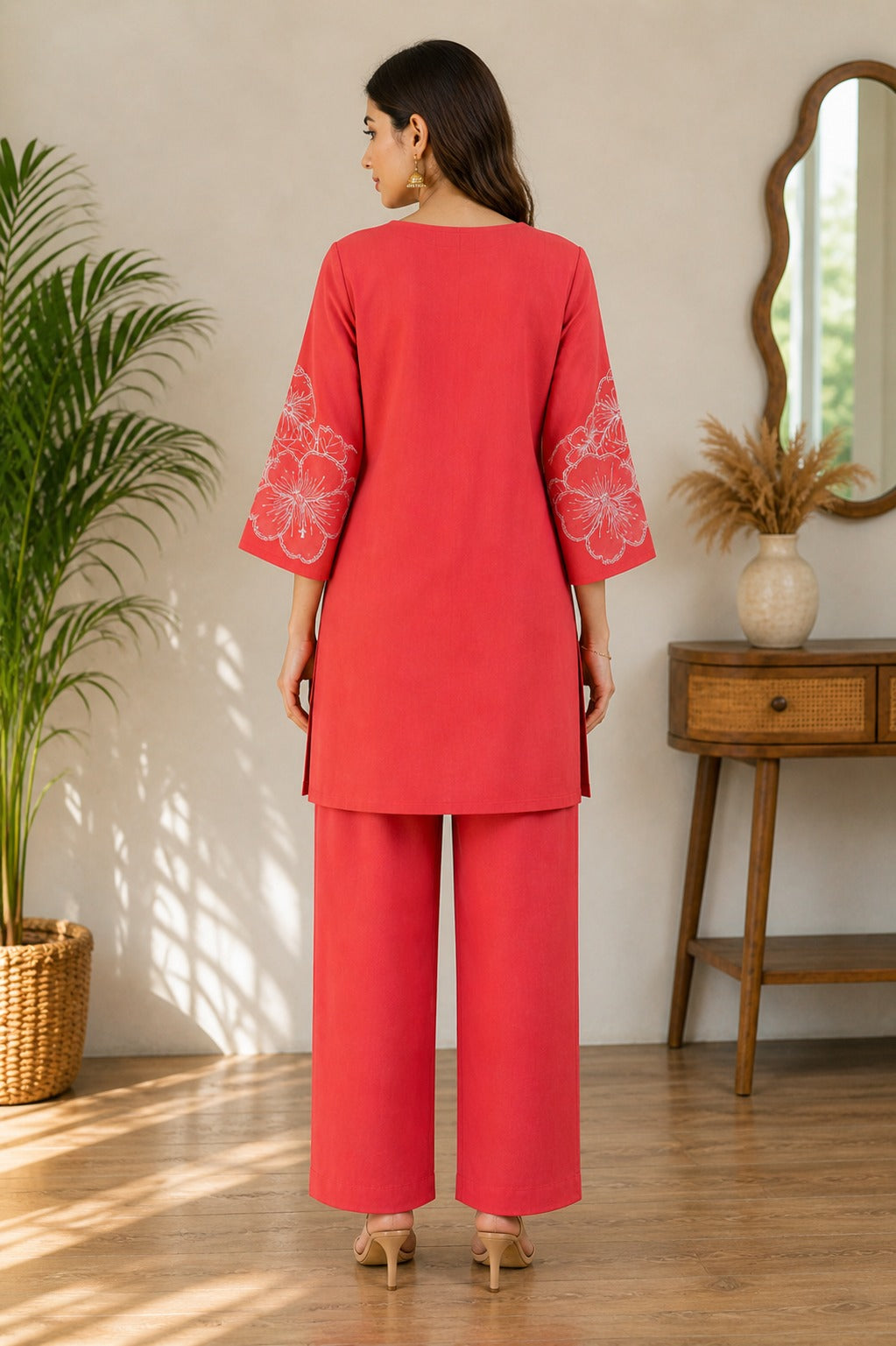 Summer Cotton Co-Ord Set with Lace Sleeves | S–5XL